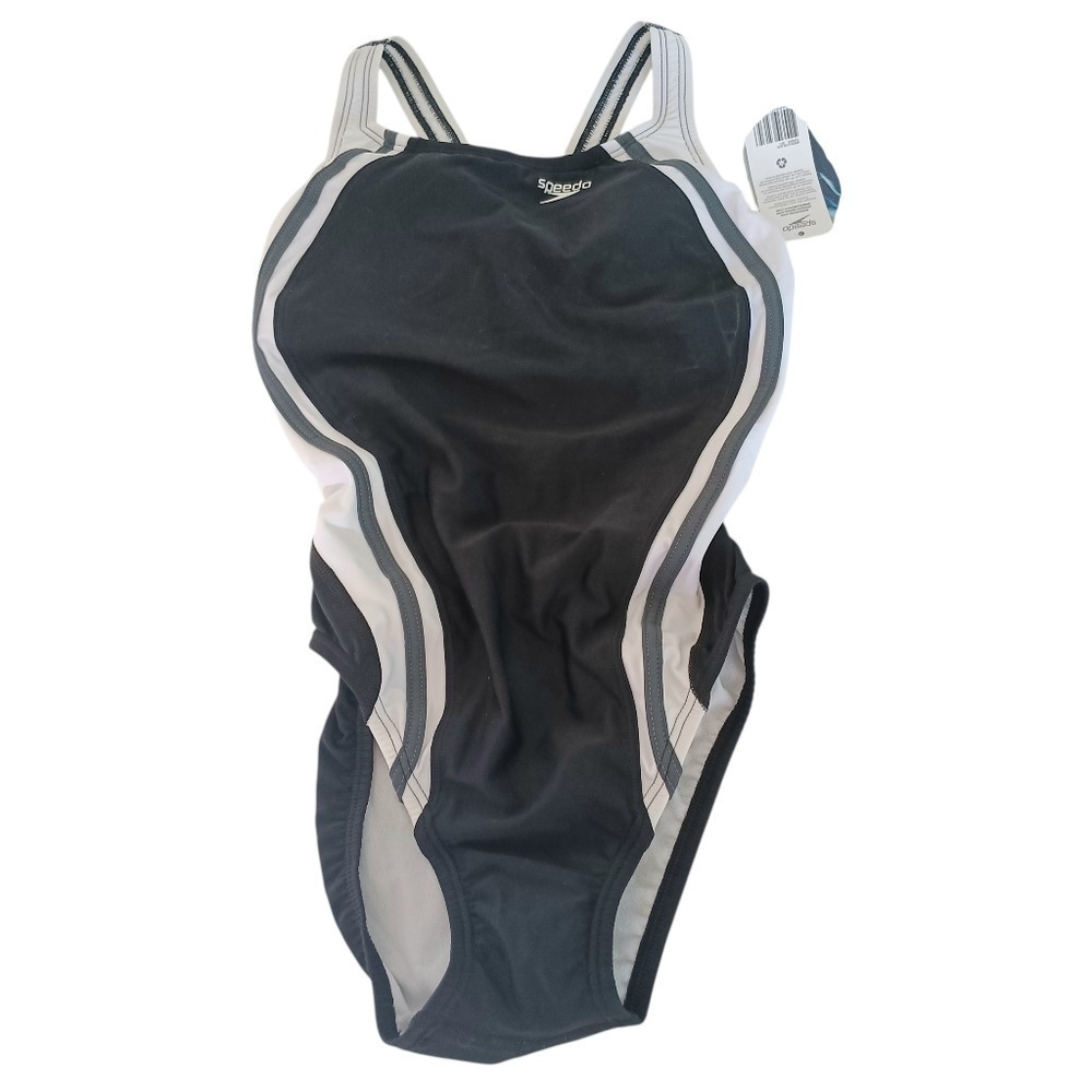 Speedo One Piece Swimsuit Womens 6 Black Colorblock Hydrobra 7235051 NEW
